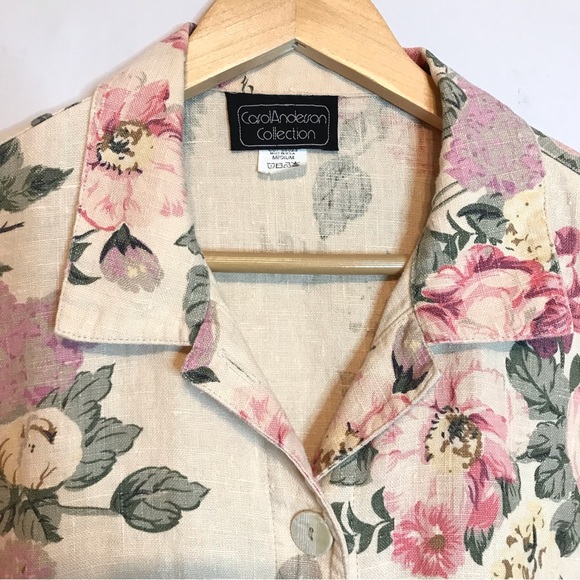 Carol Anderson Collection Linen Vintage Floral Button Blazer Jacket Size Medium - Picture 3 of 16